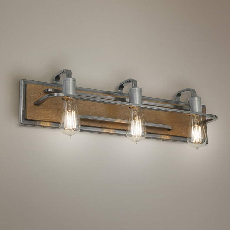 Image 1 Varaluz Lofty 25 1/2" Wide 3-Light Wheat and Steel Bath Light