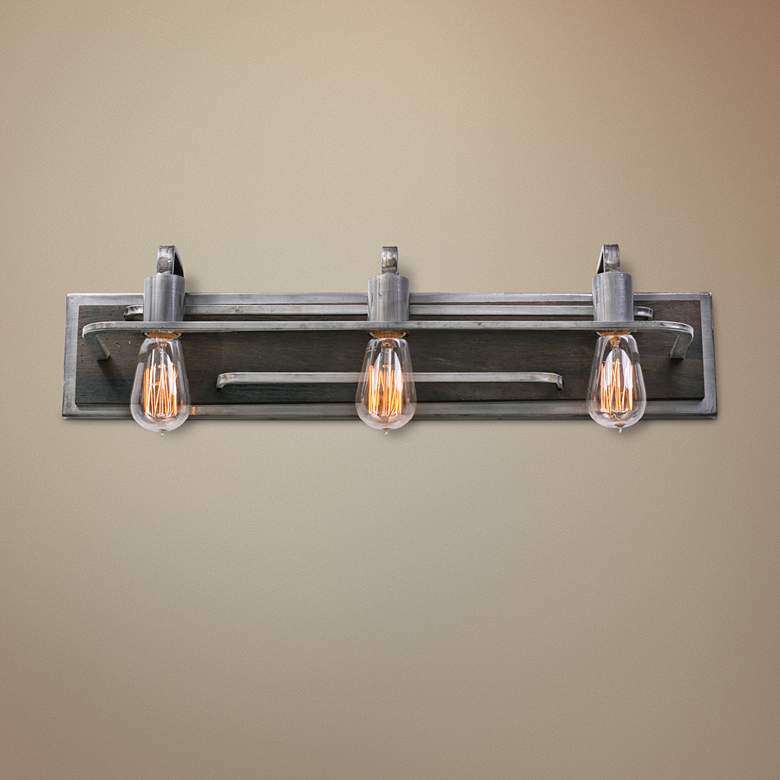 Image 1 Varaluz Lofty 25 1/2" Wide Steel and Wood Bath Light