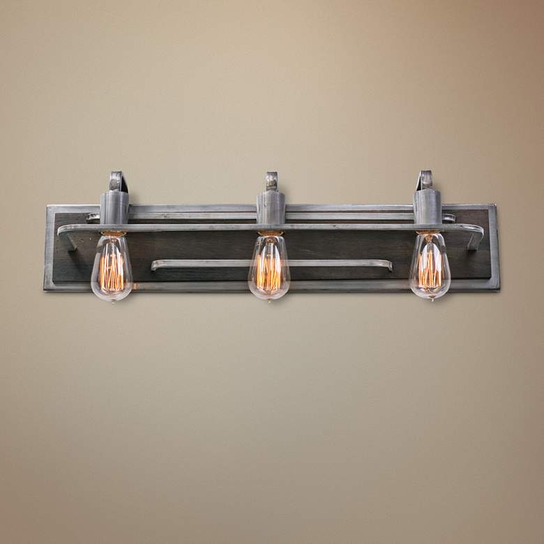 Image 1 Varaluz Lofty 25 1/2 inch Wide Steel and Wood Bath Light