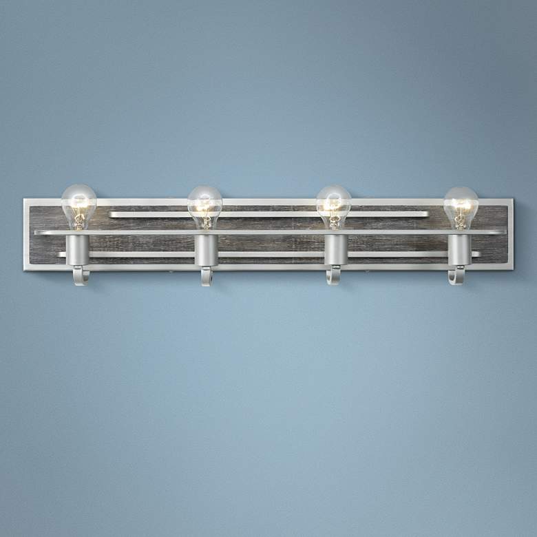 Image 1 Varaluz Lofty 34 inch Wide 4-Light Silverado with Gray Wood Bath Light