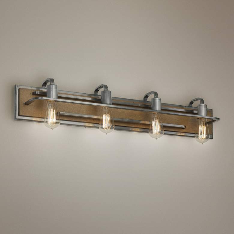 Image 1 Varaluz Lofty 34" Wide 4-Light Wheat and Steel Bath Light