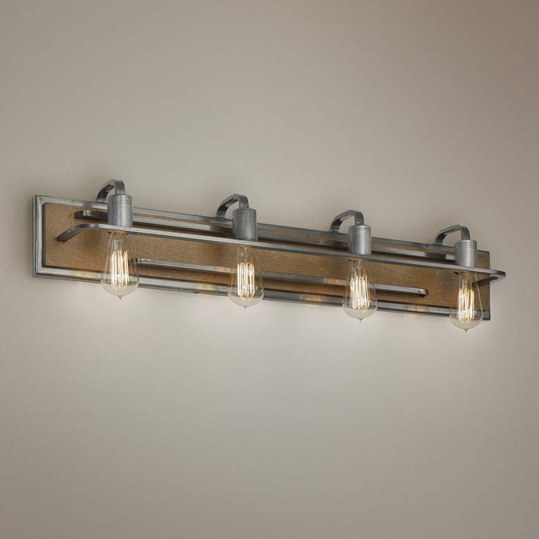 Image 1 Varaluz Lofty 34 inch Wide 4-Light Wheat and Steel Bath Light