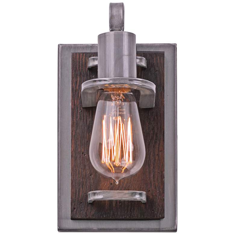 Image 1 Varaluz Lofty 9 inch High Steel and Wood Wall Sconce