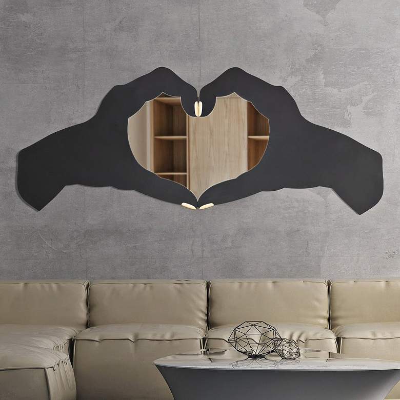 Image 1 Varaluz Loving Hands Matte Black 60" x 24" Wall Mirror