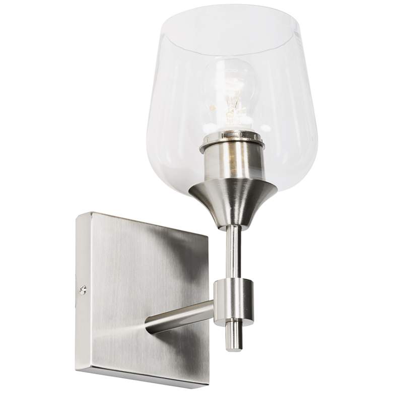 Varaluz Margaux 10&quot; High Satin Nickel Wall Sconce more views