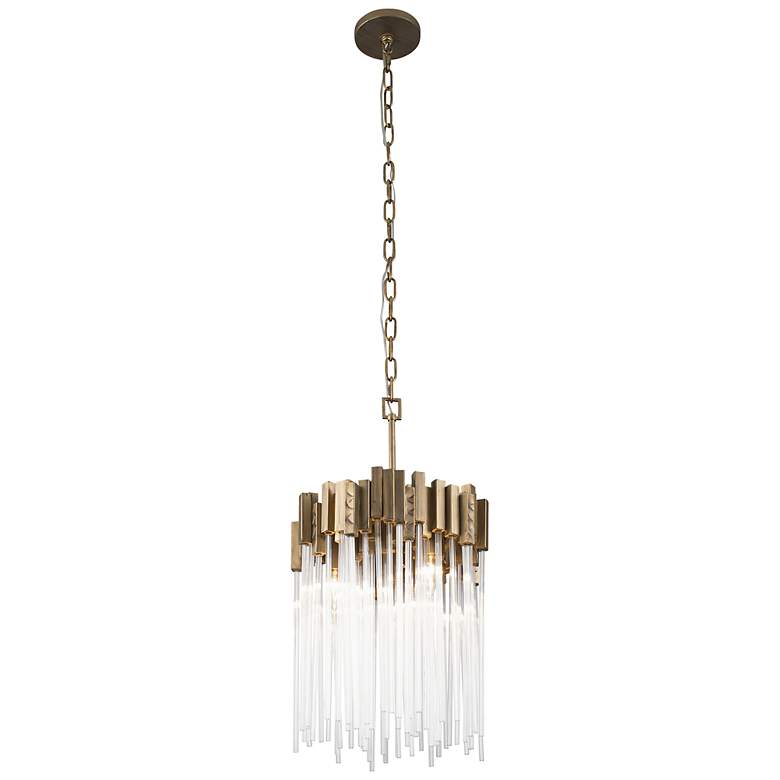 Image 3 Varaluz Matrix 14" Wide Havana Gold and Fluted Glass Pendant more views