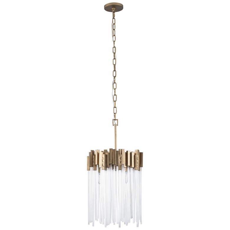 Image 5 Varaluz Matrix 14" Wide Havana Gold and Fluted Glass Pendant more views