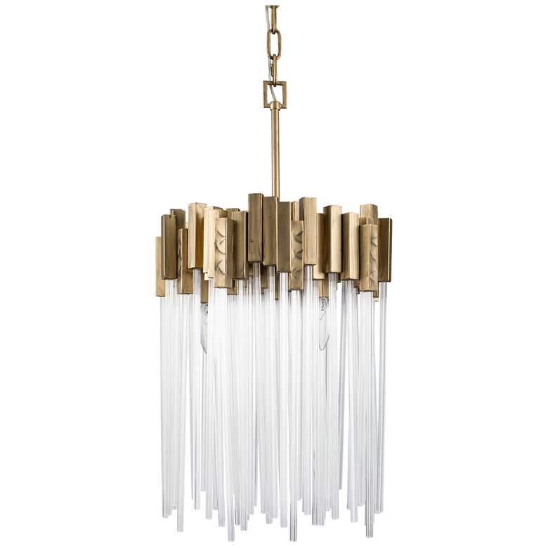 Image 6 Varaluz Matrix 14" Wide Havana Gold and Fluted Glass Pendant more views