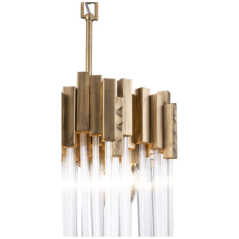 Image 7 Varaluz Matrix 14" Wide Havana Gold and Fluted Glass Pendant more views