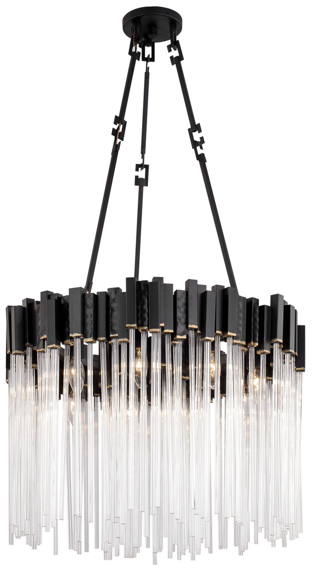 Image 3 Varaluz Matrix 25" Wide 9-Light Black and Gold Glass Pendant