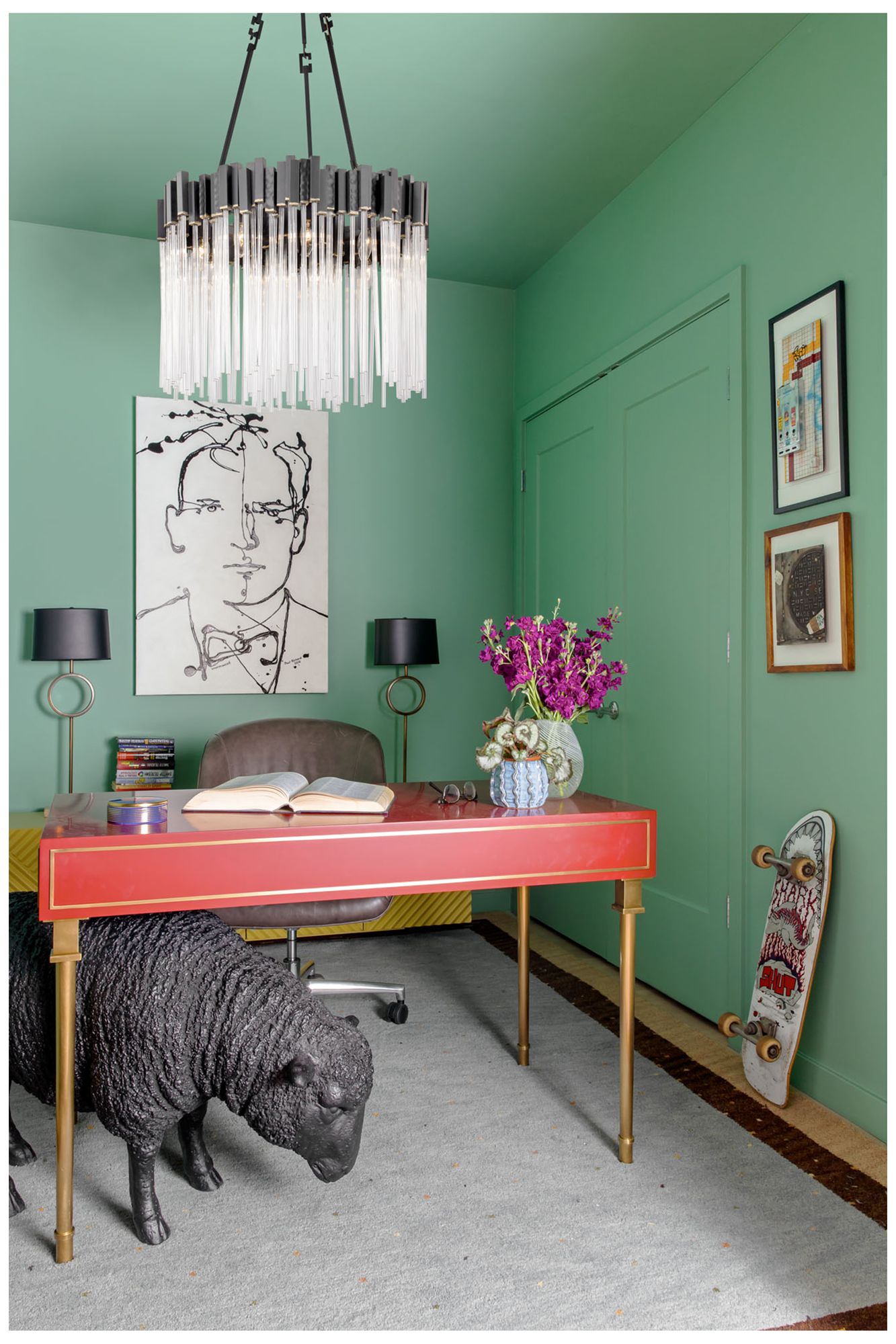 Image 5 Varaluz Matrix 25" Wide 9-Light Black and Gold Glass Pendant more views