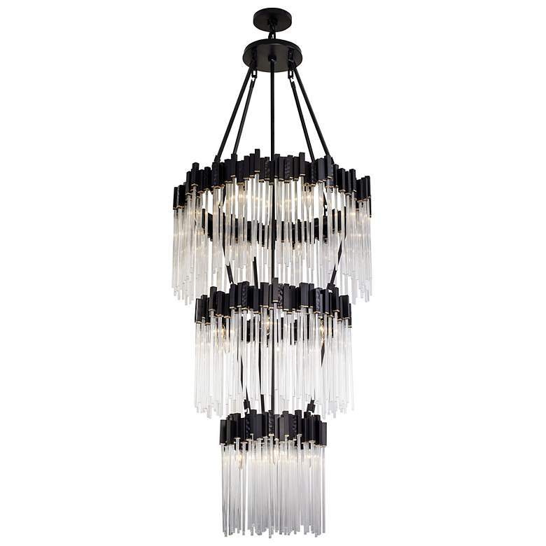 Image 1 Varaluz Matrix 30" Wide Matte Black 3-Tier Chandelier