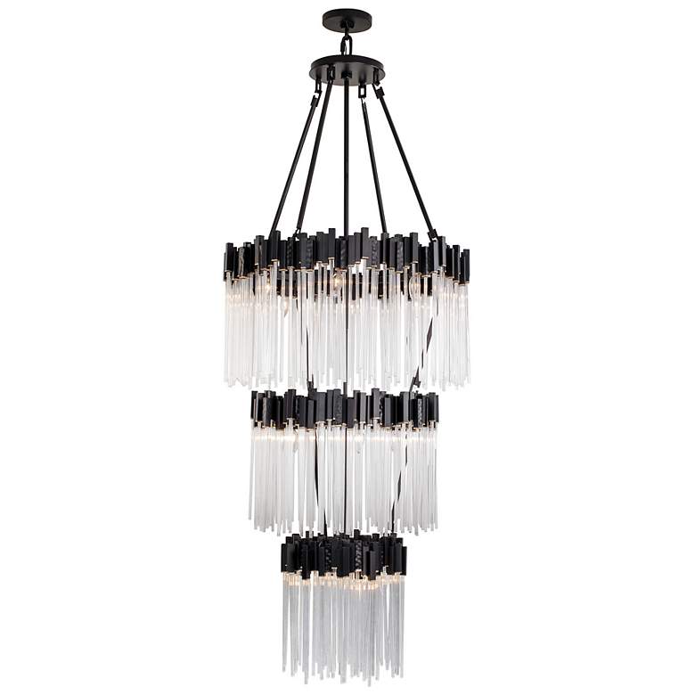 Image 2 Varaluz Matrix 30" Wide Matte Black 3-Tier Chandelier more views