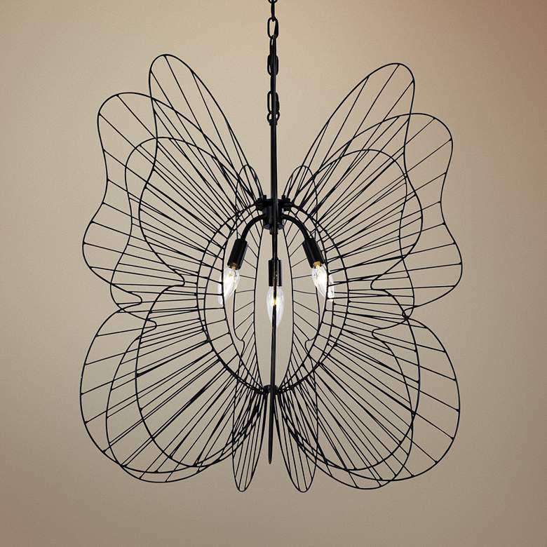 Image 1 Varaluz Monarch 26 inch Wide Black 3-Light Butterfly Pendant