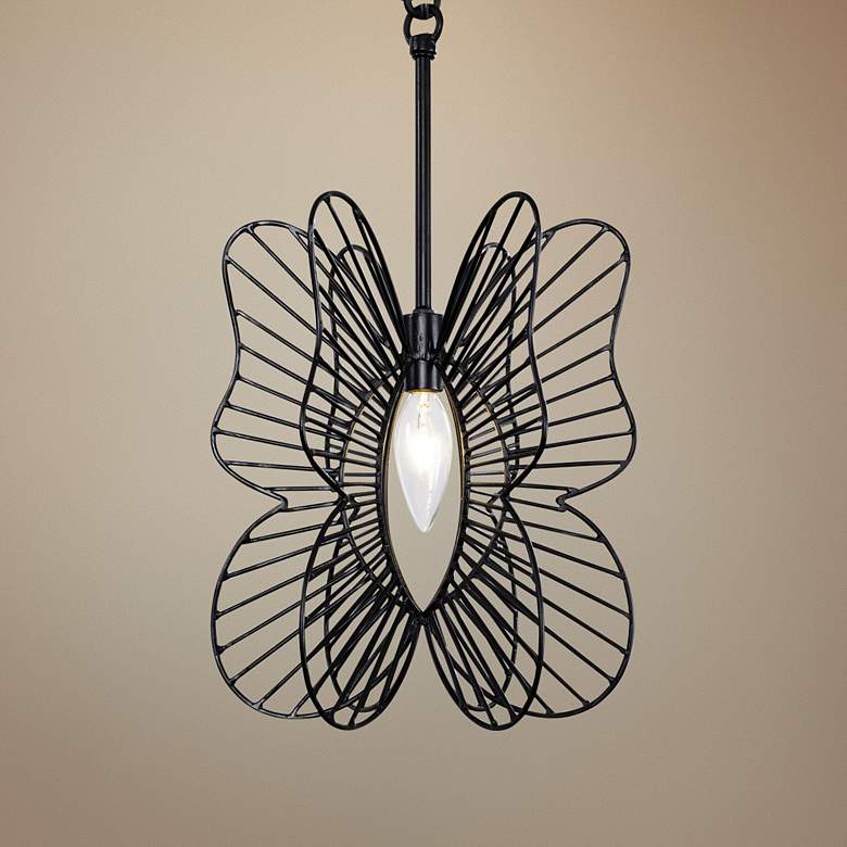 Image 1 Varaluz Monarch 9" Wide Black Butterfly Mini Pendant Light