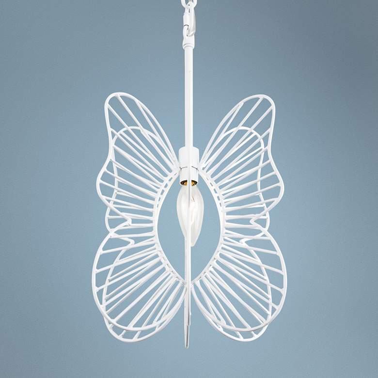 Image 1 Varaluz Monarch 9" Wide White Butterfly Mini Pendant Light