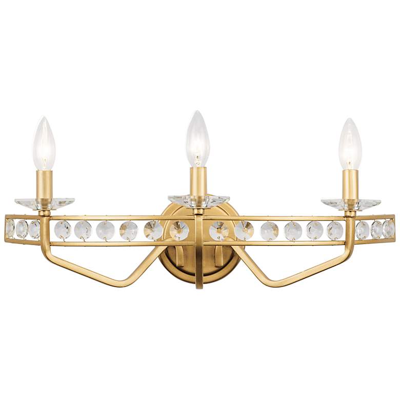 Image 1 Varaluz Monroe 21.3" Wide Candelabra Antique Gold Crystal Bath Light