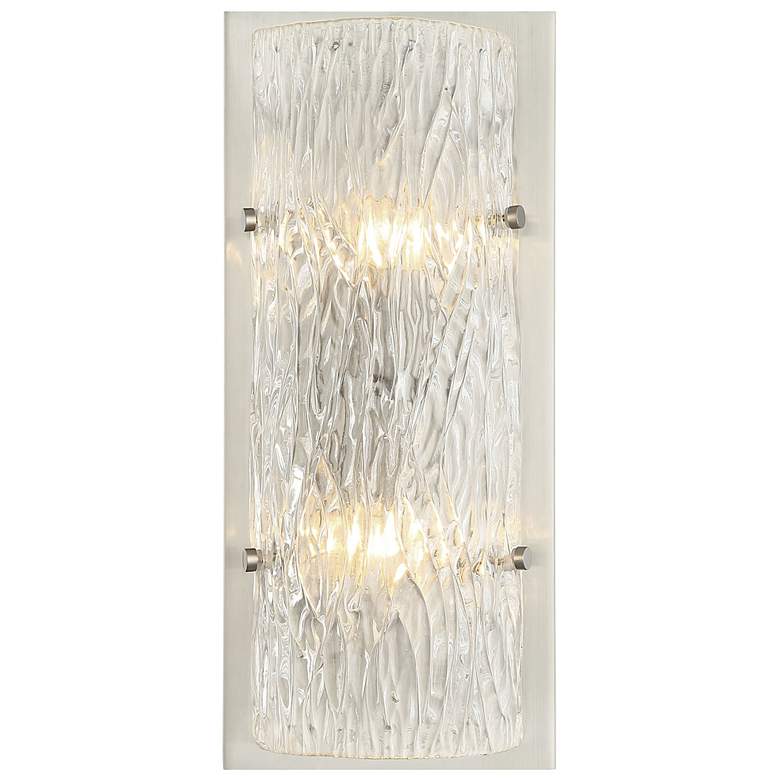 Image 1 Varaluz Morgan 17" High Brushed Nickel Ice Glass Wall Sconce