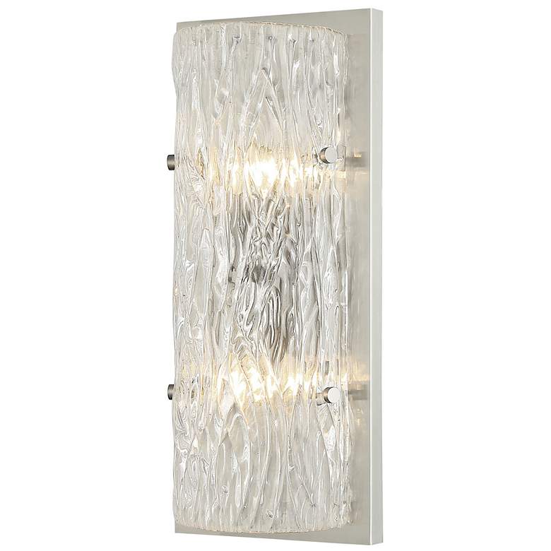 Image 2 Varaluz Morgan 17" High Brushed Nickel Ice Glass Wall Sconce more views