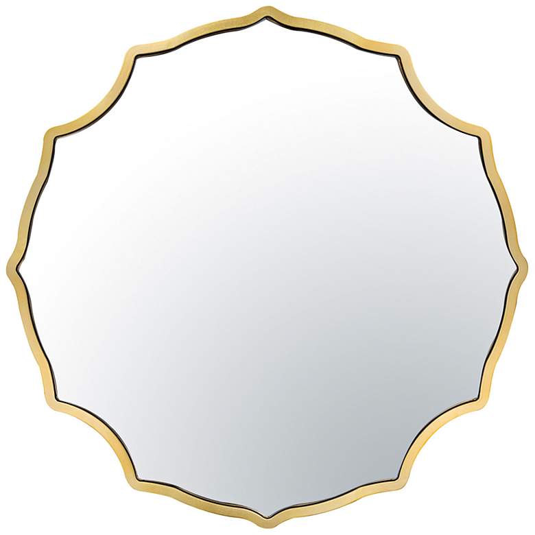 Image 1 Varaluz Not Baroque Gold 30" Round Scallop Wall Mirror