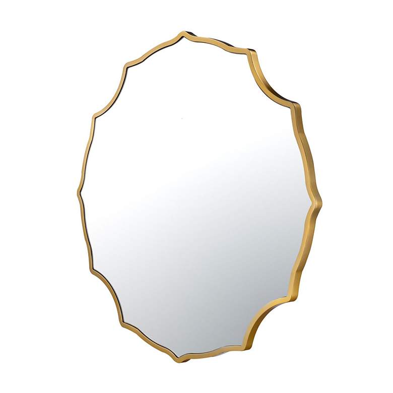 Image 4 Varaluz Not Baroque Gold 40" Round Scallop Wall Mirror more views
