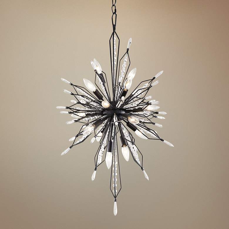 Image 1 Varaluz Orbital 20" Wide Carbon and Crystal Foyer Pendant