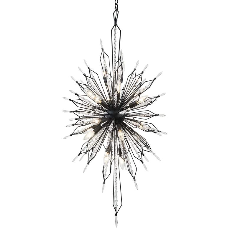 Image 1 Varaluz Orbital 24" Black and Crystal 20-Light Modern Foyer Chandelier