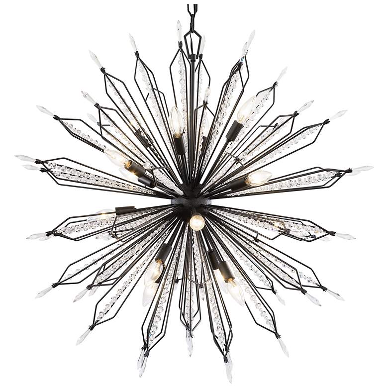 Image 2 Varaluz Orbital 36" Wide Carbon and Crystal 16-Light Pendant