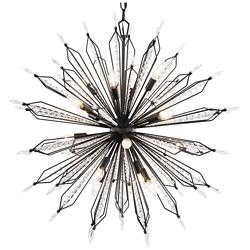 Varaluz Orbital 36" Wide Carbon and Crystal 16-Light Pendant