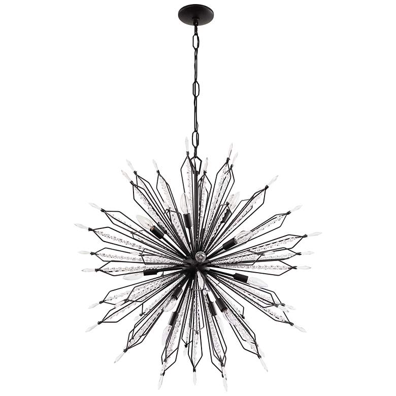 Image 3 Varaluz Orbital 36" Wide Carbon and Crystal 16-Light Pendant more views
