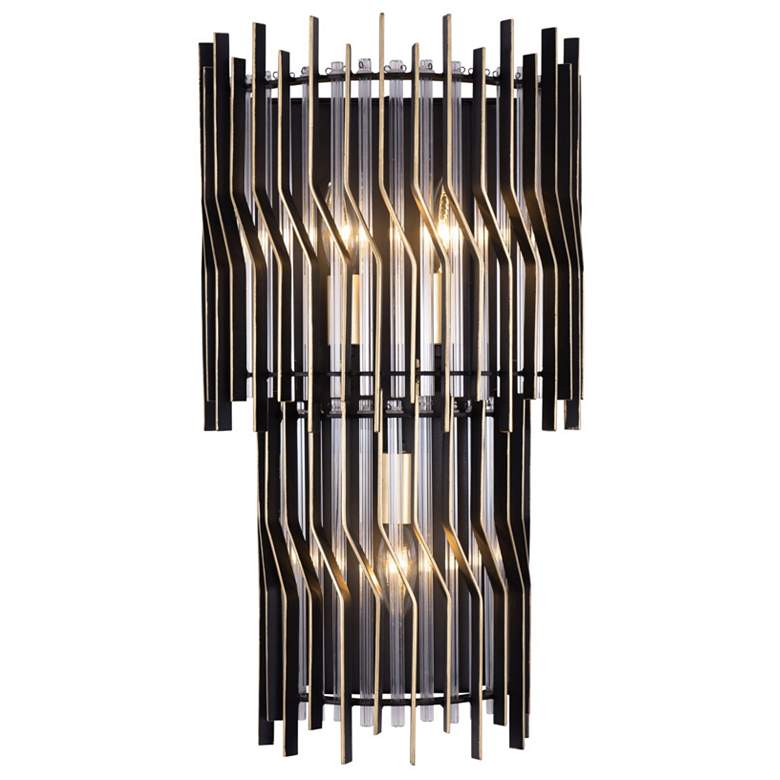 Image 1 Varaluz Park Row 20" High Matte Black/French Gold 3-Light Wall Sconce
