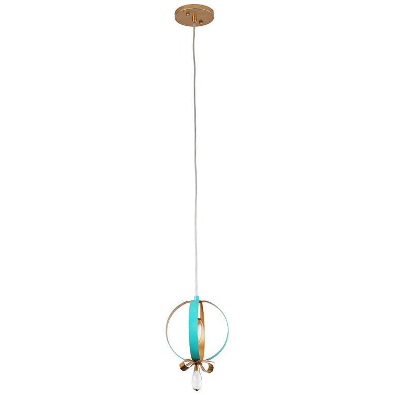 Image 1 Varaluz Posh 7" Wide Aqua and Gold Leaf Round Mini Pendant