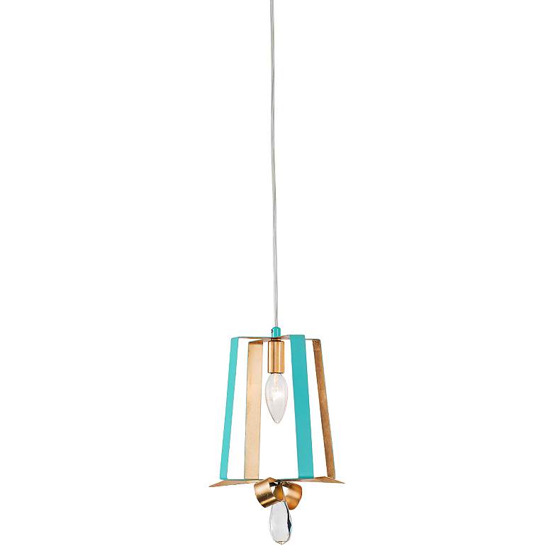 Image 1 Varaluz Posh 7" Wide Aqua and Gold Leaf Tall Mini Pendant