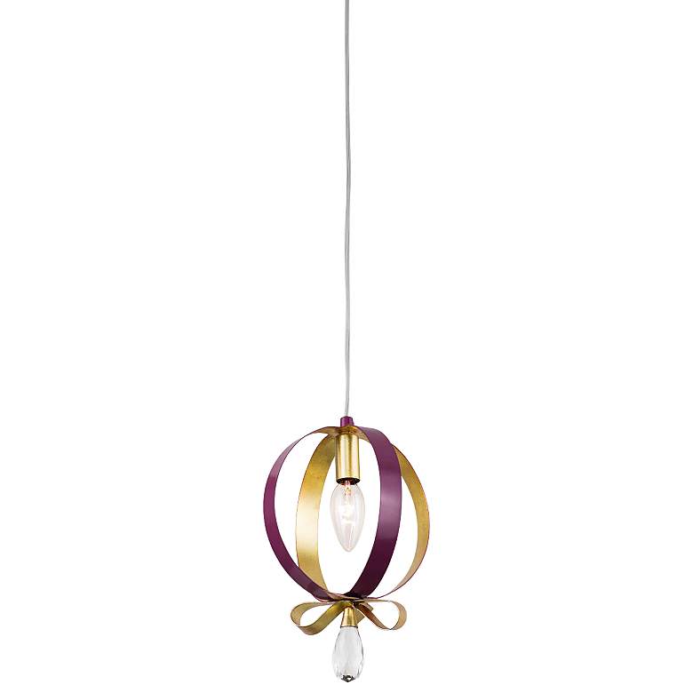 Image 1 Varaluz Posh 7" Wide Plum and Gold Leaf Round Mini Pendant