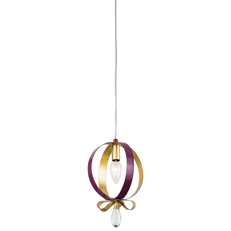 Image 1 Varaluz Posh 7 inch Wide Plum and Gold Leaf Round Mini Pendant