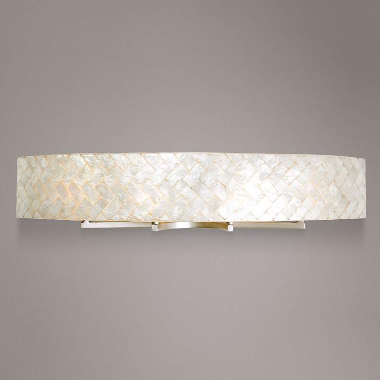 Image 1 Varaluz Radius 36" Wide Herringbone Capiz 4-Light Bath Light