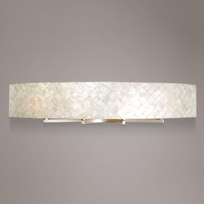 Image 1 Varaluz Radius 36 inch Wide Herringbone Capiz 4-Light Bath Light