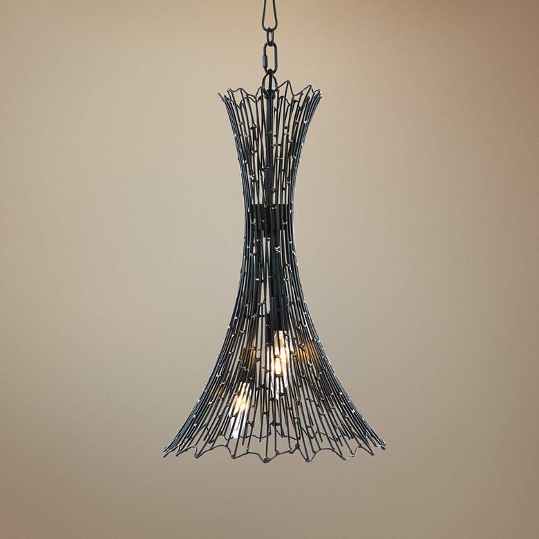 Image 1 Varaluz Rikki 12 1/2"W Carbon and Aged Gold Foyer Pendant