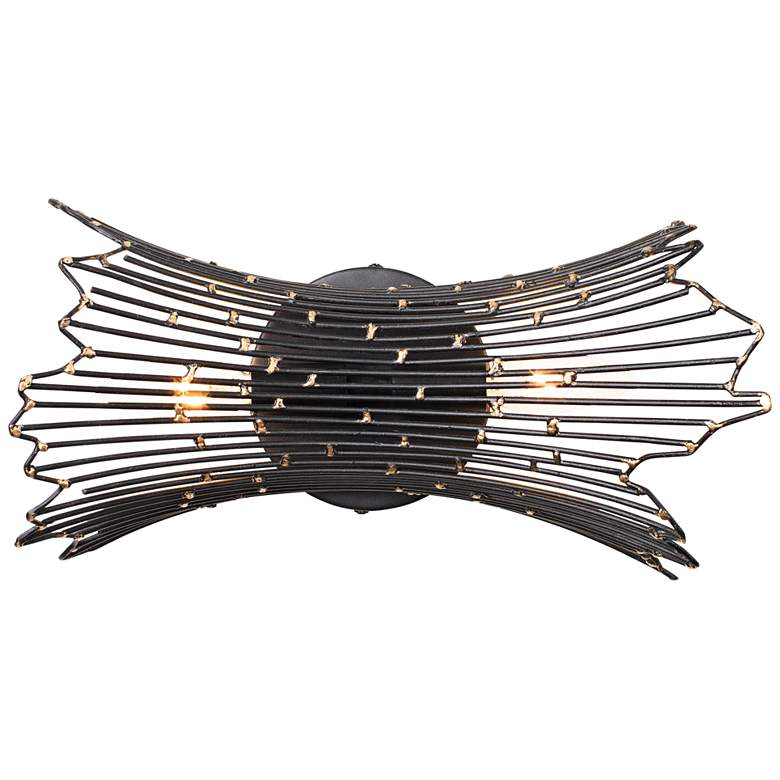 Image 1 Varaluz Rikki 14"W Carbon and Aged Gold 2-Light Bath Light