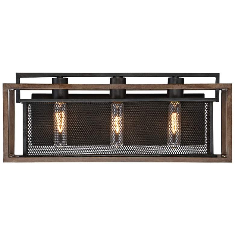 Image 1 Varaluz Rio Lobo 21" Wide Dark Oak and Black 3-Light Bath Light