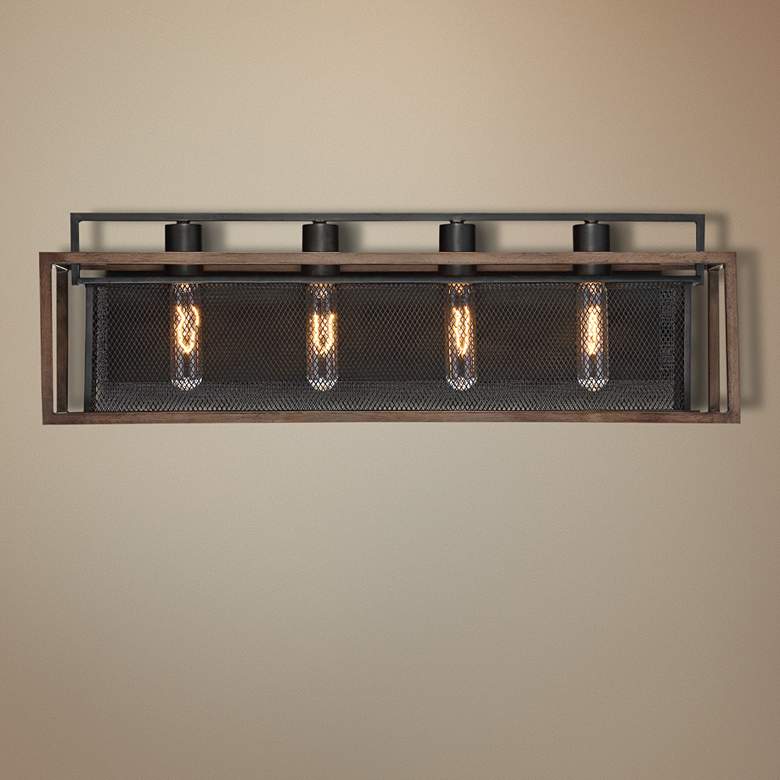 Image 1 Varaluz Rio Lobo 27" Wide Dark Oak and Black 4-Light Bath Light