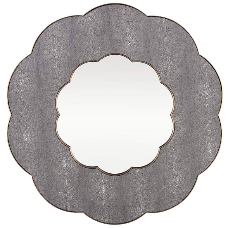 Image 1 Varaluz Scallop Gray Shagreen/Weathered Brass 36" Wall Mirror