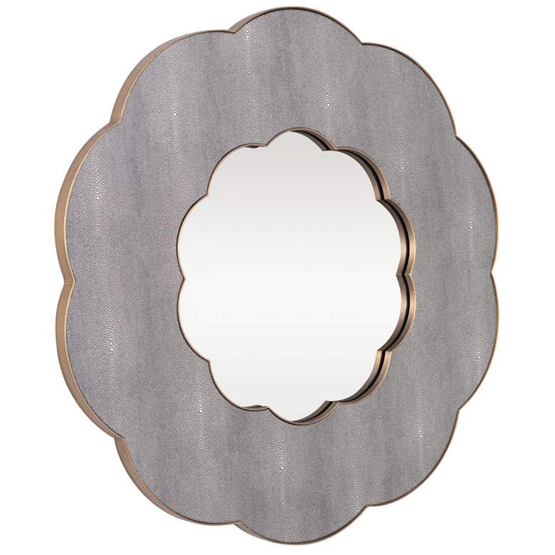Image 2 Varaluz Scallop Gray Shagreen/Weathered Brass 36" Wall Mirror more views