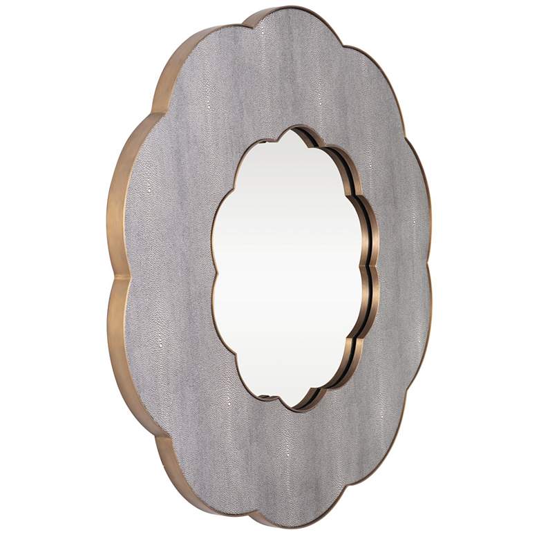 Image 3 Varaluz Scallop Gray Shagreen/Weathered Brass 36" Wall Mirror more views