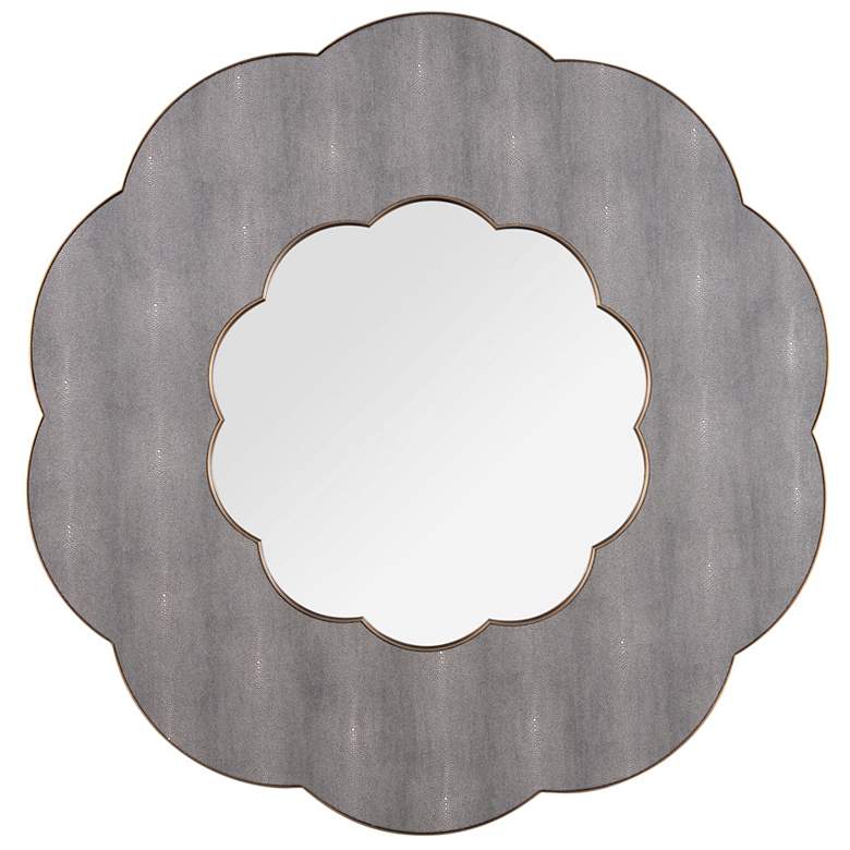 Image 1 Varaluz Scallop Gray Shagreen/Weathered Brass 54" Wall Mirror