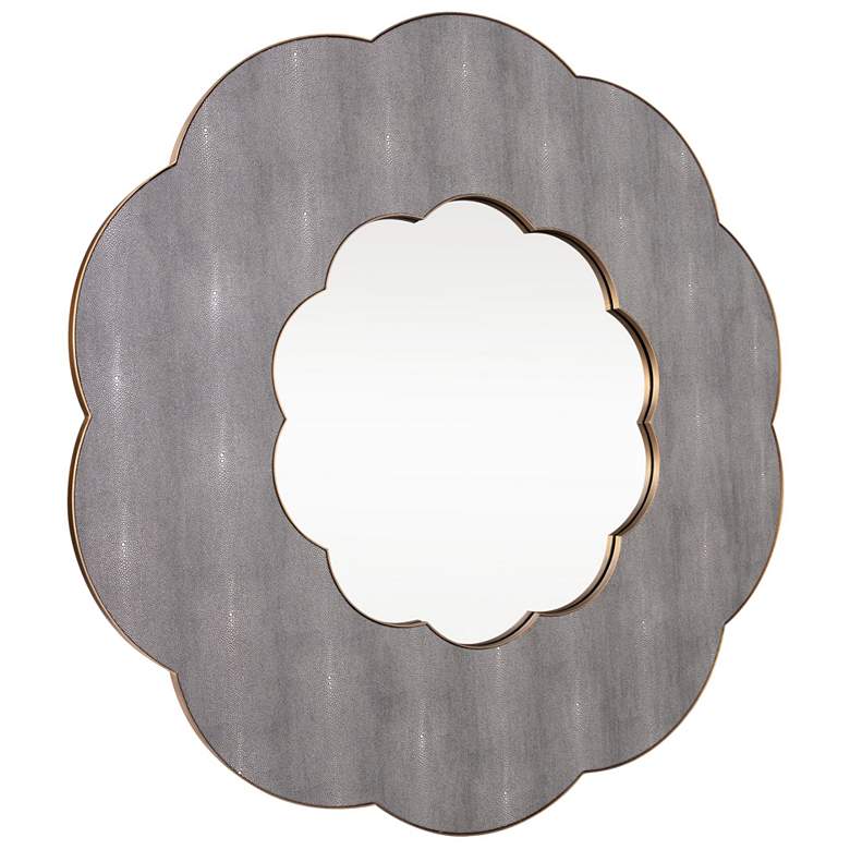 Image 2 Varaluz Scallop Gray Shagreen/Weathered Brass 54" Wall Mirror more views