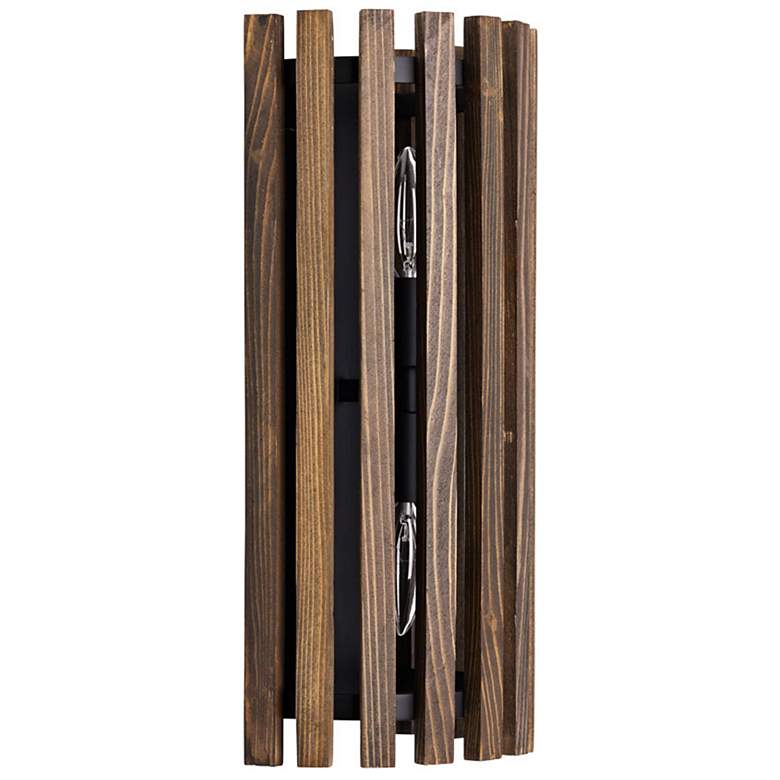 Image 3 Varaluz Suratto 16" High 2-Light Matte Black Medium Walnut Wall Sconce more views