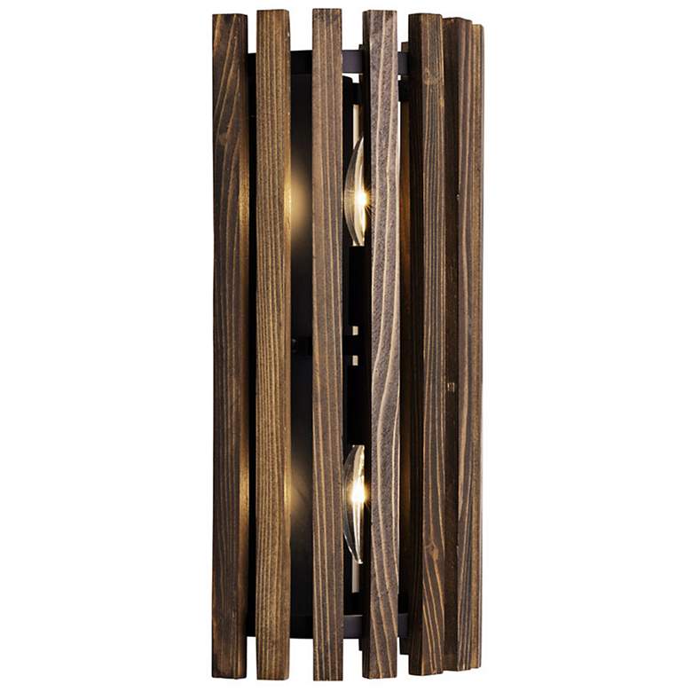 Image 5 Varaluz Suratto 16" High 2-Light Matte Black Medium Walnut Wall Sconce more views