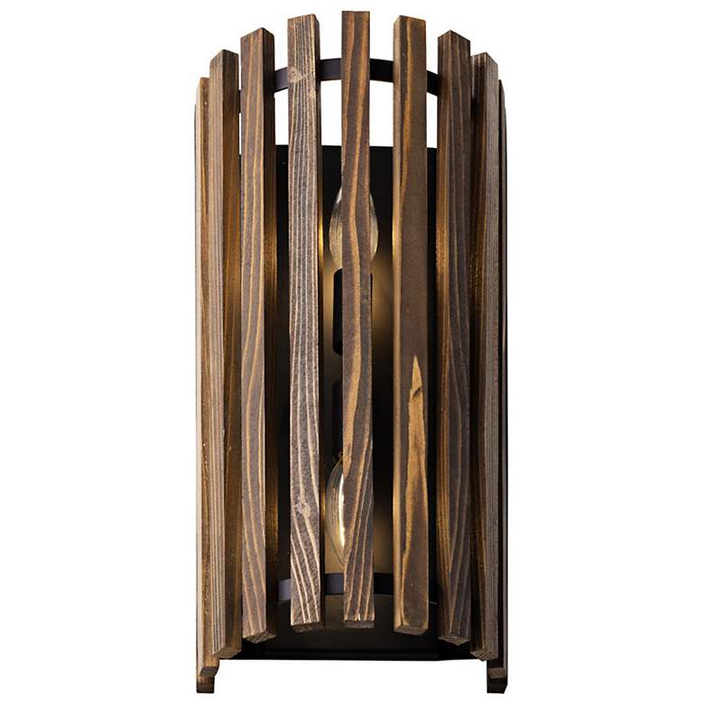 Image 6 Varaluz Suratto 16" High 2-Light Matte Black Medium Walnut Wall Sconce more views