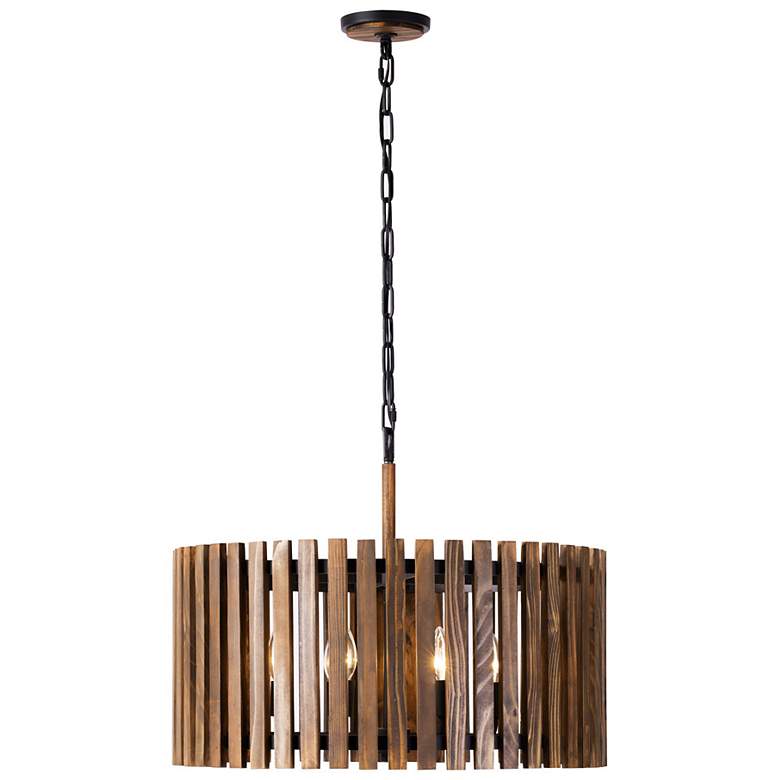 Image 1 Varaluz Suratto 24" Wide Medium Walnut 6-Light Pendant
